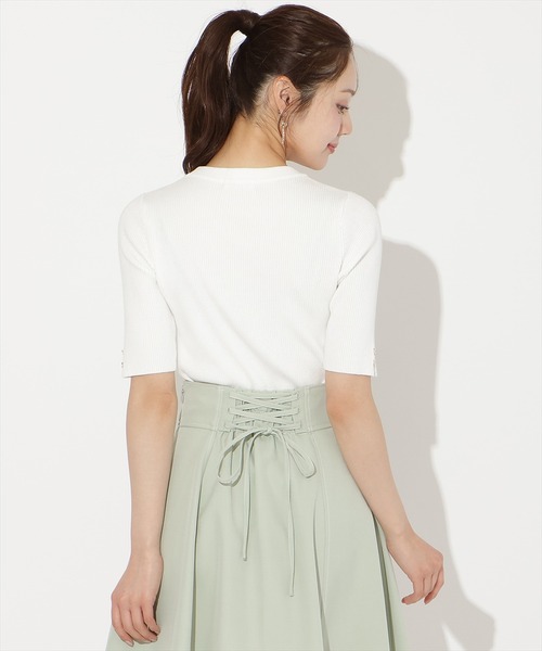 WILLSELECTION(ウィルセレクション)の「袖口リボンリブニット(ニット/セーター・レディース・ピンク/ブラック/オフホワイト・FREE)」の6枚目の写真