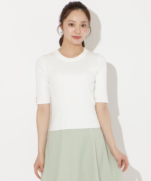 WILLSELECTION(ウィルセレクション)の「袖口リボンリブニット(ニット/セーター・レディース・ピンク/ブラック/オフホワイト・FREE)」の7枚目の写真