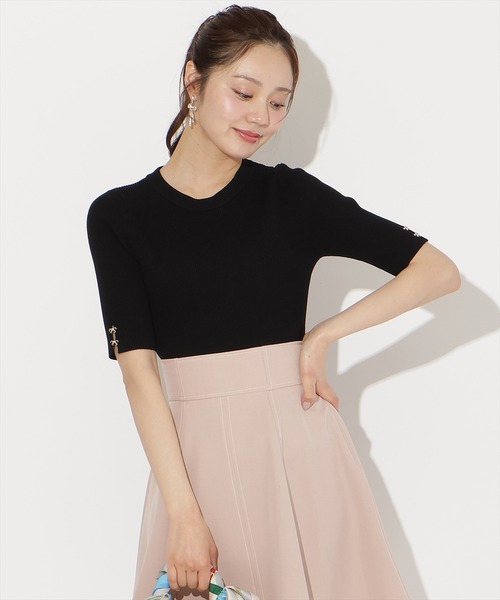 WILLSELECTION(ウィルセレクション)の「袖口リボンリブニット(ニット/セーター・レディース・ピンク/ブラック/オフホワイト・FREE)」の14枚目の写真