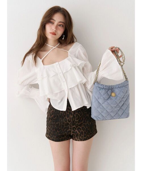 EVRIS(エヴリス)の「フリルボリュームチュニック(シャツ/ブラウス・レディース・イエロー/ホワイト/ブラック・FREE)」の4枚目の写真