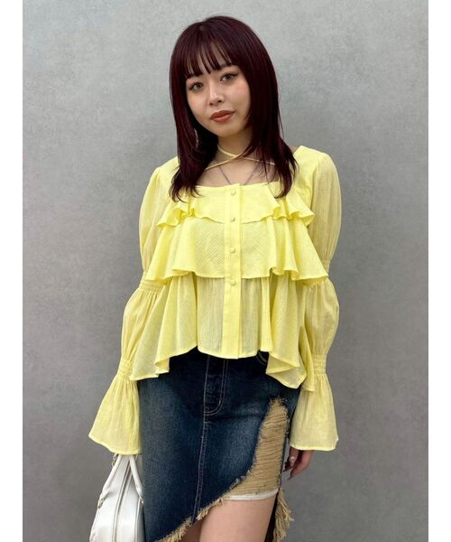 EVRIS(エヴリス)の「フリルボリュームチュニック(シャツ/ブラウス・レディース・イエロー/ホワイト/ブラック・FREE)」の13枚目の写真