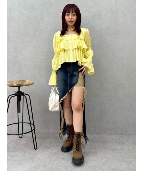 EVRIS(エヴリス)の「フリルボリュームチュニック(シャツ/ブラウス・レディース・イエロー/ホワイト/ブラック・FREE)」の14枚目の写真