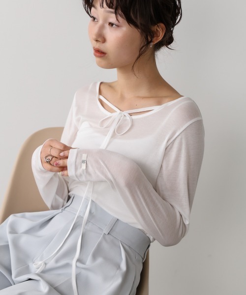 Bab(バブ)の「【マルチWAY】オリジナルタグ ベーシックシアーカットソー(Tシャツ/カットソー・レディース・オフホワイト/ブラック/イエロー・FREE)」の14枚目の写真