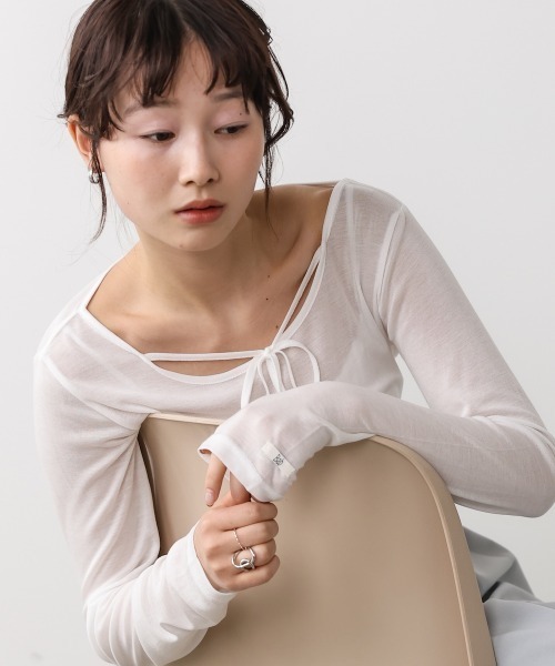 Bab(バブ)の「【マルチWAY】オリジナルタグ ベーシックシアーカットソー(Tシャツ/カットソー・レディース・オフホワイト/ブラック/イエロー・FREE)」の15枚目の写真