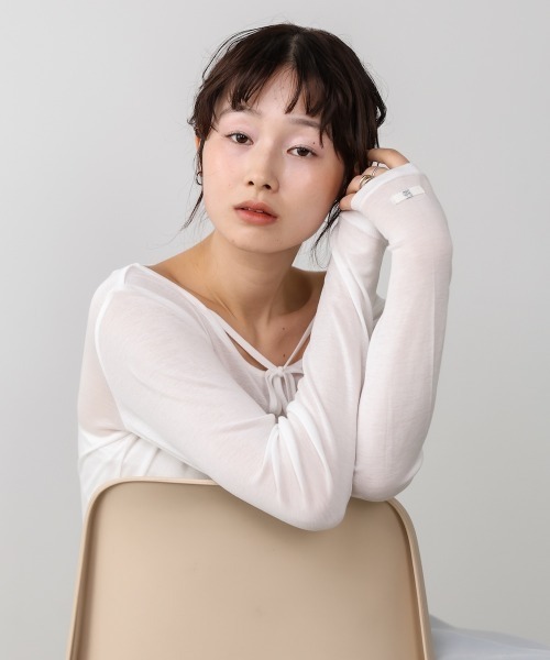 Bab(バブ)の「【マルチWAY】オリジナルタグ ベーシックシアーカットソー(Tシャツ/カットソー・レディース・オフホワイト/ブラック/イエロー・FREE)」の21枚目の写真