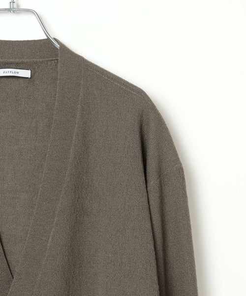 BAYFLOW（ベイフロー）の「リネンニットカーディガン（カーディガン/ボレロ・メンズ・ブラック/カーキ・LARGE/MEDIUM）」の3枚目の写真
