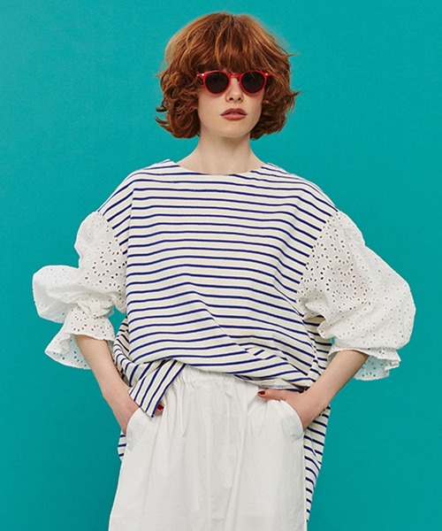 studio CLIP（スタディオクリップ）の「【Limited Line】襟付きボーダープルオーバー（Tシャツ/カットソー・レディース・オフホワイト/ベージュ・FREE）」の3枚目の写真