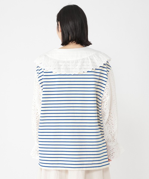 studio CLIP（スタディオクリップ）の「【Limited Line】襟付きボーダープルオーバー（Tシャツ/カットソー・レディース・オフホワイト/ベージュ・FREE）」の11枚目の写真