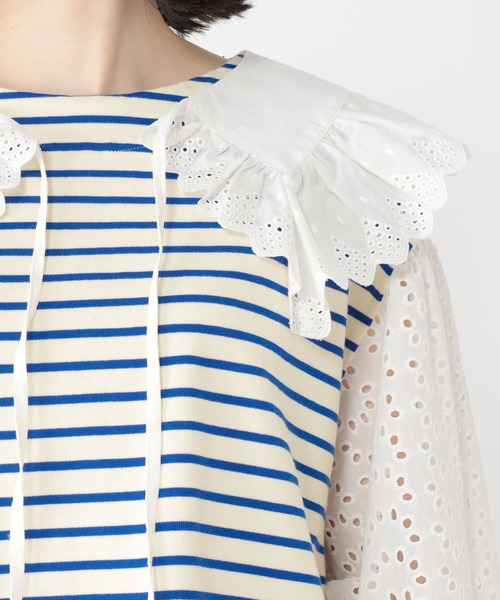 studio CLIP（スタディオクリップ）の「【Limited Line】襟付きボーダープルオーバー（Tシャツ/カットソー・レディース・オフホワイト/ベージュ・FREE）」の12枚目の写真