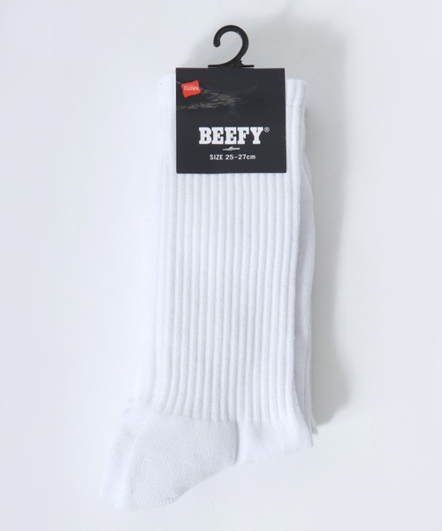 HANES（ヘインズ）の「Hanes（ヘインズ）BEEFY フルレングスソックス ハーフパイル 2足組/無地 メンズ（ソックス/靴下・メンズ・ホワイト/ブラック・M）」の3枚目の写真