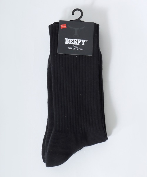 HANES（ヘインズ）の「Hanes（ヘインズ）BEEFY フルレングスソックス ハーフパイル 2足組/無地 メンズ（ソックス/靴下・メンズ・ホワイト/ブラック・M）」の6枚目の写真