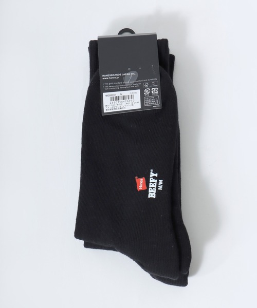 HANES（ヘインズ）の「Hanes（ヘインズ）BEEFY フルレングスソックス ハーフパイル 2足組/無地 メンズ（ソックス/靴下・メンズ・ホワイト/ブラック・M）」の7枚目の写真
