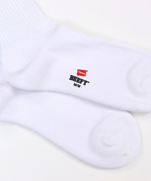 HANES（ヘインズ）の「Hanes（ヘインズ）BEEFY フルレングスソックス ハーフパイル 2足組/無地 メンズ（ソックス/靴下・メンズ・ホワイト/ブラック・M）」の12枚目の写真