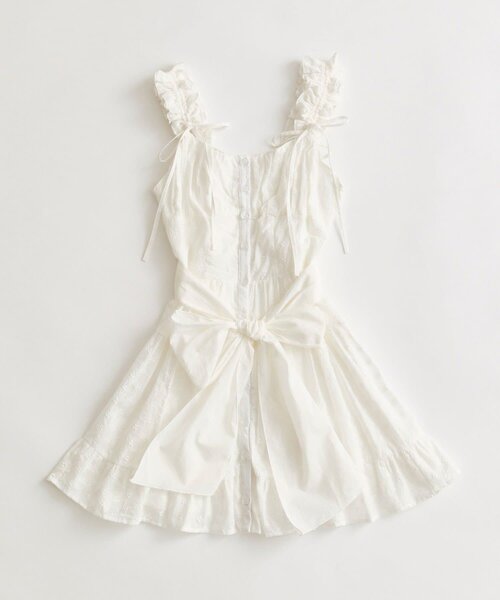 OLIVE des OLIVE（オリーブデオリーブ）の「Saxe Flower Stroll ミニワンピース（ワンピース・レディース・オフホワイト/サックスブルー・FREE）」の3枚目の写真
