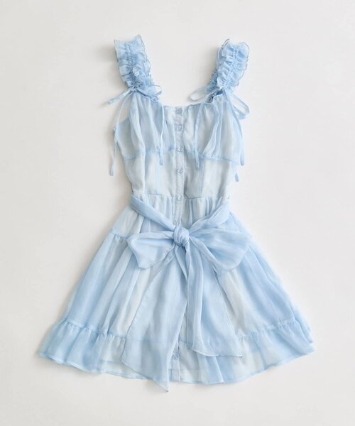 OLIVE des OLIVE（オリーブデオリーブ）の「Saxe Flower Stroll ミニワンピース（ワンピース・レディース・オフホワイト/サックスブルー・FREE）」の9枚目の写真