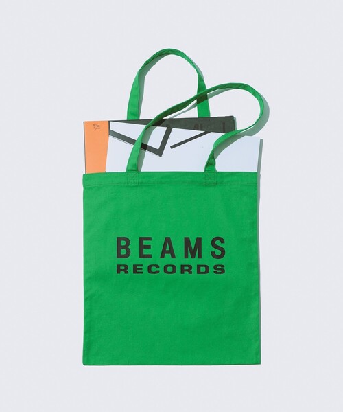 BEAMS RECORDS（ビームスレコーズ）の「BEAMS RECORDS / LOGO PRINT TOTE（トートバッグ・メンズ・レッド/サックスブルー/ブラック/グリーン・ONE SIZE）」の2枚目の写真
