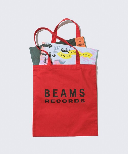 BEAMS RECORDS（ビームスレコーズ）の「BEAMS RECORDS / LOGO PRINT TOTE（トートバッグ・メンズ・レッド/サックスブルー/ブラック/グリーン・ONE SIZE）」の7枚目の写真