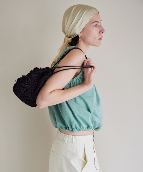 MAISON SPECIAL(メゾンスペシャル)の「2WAY French Terry Gathered Top/2WAY裏毛ギャザートップス(タンクトップ・レディース・グレー/ミント/ブラック・FREE)」の6枚目の写真