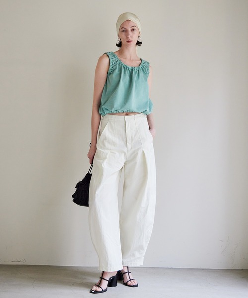MAISON SPECIAL(メゾンスペシャル)の「2WAY French Terry Gathered Top/2WAY裏毛ギャザートップス(タンクトップ・レディース・グレー/ミント/ブラック・FREE)」の7枚目の写真