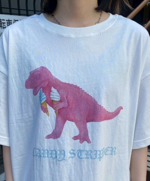 Candy Stripper（キャンディストリッパー）の「DINOSAUR ICE CREAM BIG Tシャツ（Tシャツ/カットソー・レディース・ピンク/ライトブルー/ブラック/オフホワイト・FREE）」の2枚目の写真