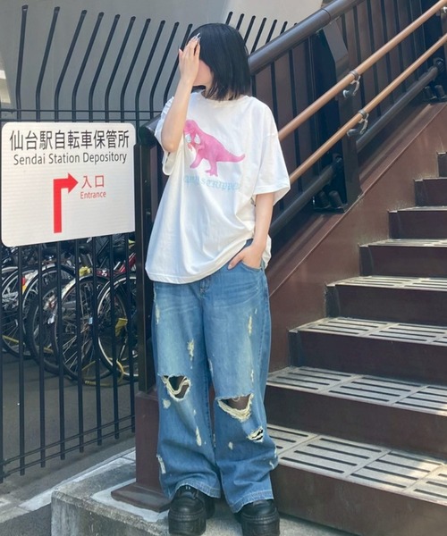 Candy Stripper（キャンディストリッパー）の「DINOSAUR ICE CREAM BIG Tシャツ（Tシャツ/カットソー・レディース・ピンク/ライトブルー/ブラック/オフホワイト・FREE）」の11枚目の写真