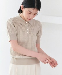 洗える/ストレッチ | パールボタン ヘンリー ポロニット | トップス・ニットトップス・サマーニット・シアートップス・ニットポロ・ポロシャツ