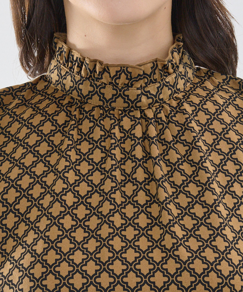 NARACAMICIE(ナラカミーチェ)の「【NARACAMICIE】モロッカンプリントコンビハイネックトップス(Tシャツ/カットソー・レディース・ライトブラウン/ブラウン/ブラック・M)」の10枚目の写真