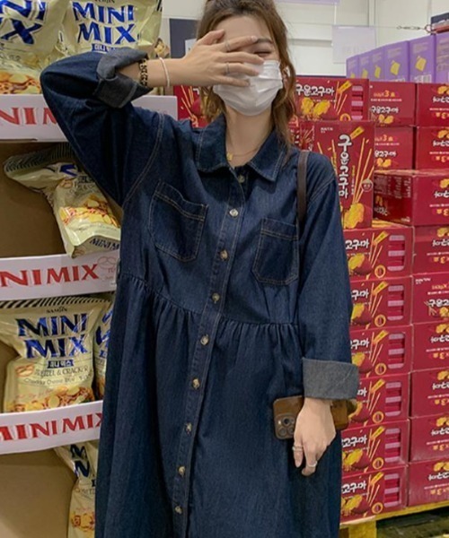 semplice（センプリチェ）の「デニムワンピ【韓国ファッション】（ワンピース・レディース・ブルー・XL/L/M/S）」の6枚目の写真