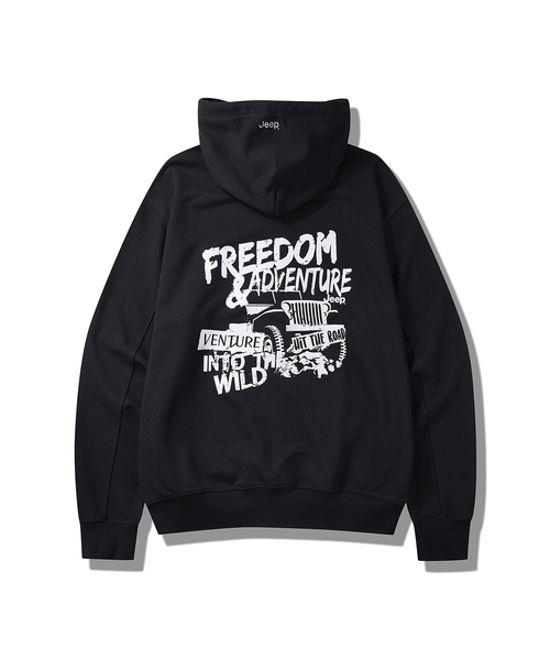JEEP（ジープ）の「グラフィックオーバーサイズフードジップアップ3カラー(JP5TZU013)（パーカー・レディース・ダークグレー/ブラック/カーキ・MEDIUM/LARGE/X-LARGE/2XL/SMALL）」の2枚目の写真
