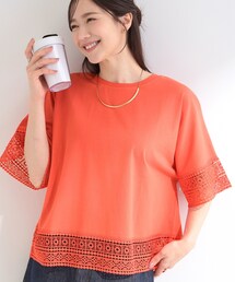 SHOO・LA・RUE | 【洗濯機可/ひんやり/体型カバー/S-LL】レース使いがポイント デザインTシャツ(Tシャツ/カットソー)