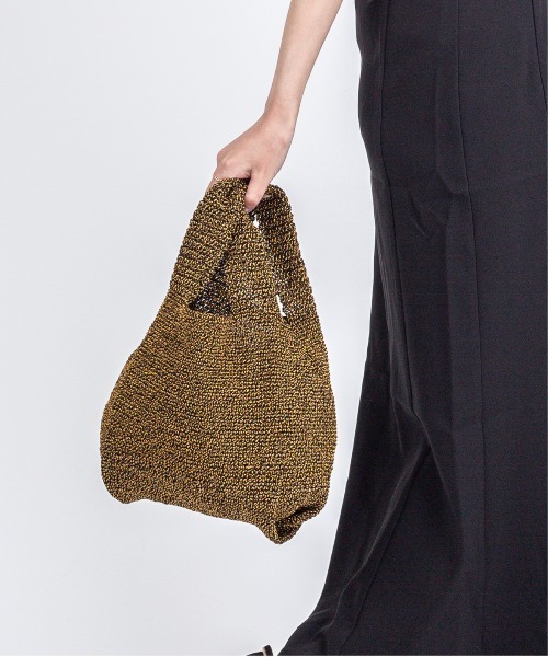 The Bagmati(ザバグマティ)の「【The Bagmati/ザバグマティ】ミニ ニットトートバッグ(トートバッグ・レディース・ブラック×ゴールド/ナチュラル・FREE)」の1枚目の写真