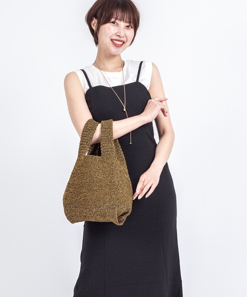 The Bagmati(ザバグマティ)の「【The Bagmati/ザバグマティ】ミニ ニットトートバッグ(トートバッグ・レディース・ブラック×ゴールド/ナチュラル・FREE)」の5枚目の写真