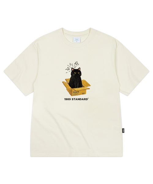 1989STANDARD（1989スタンダード）の「[ヤンステルX1989] CAT IN BOX クールコットンオーバーサイズ半袖 (SISSTD-0212)（Tシャツ/カットソー・メンズ・ホワイト/ライトグレー/ブラック/ネイビー/ブルー/アイボリー・X-LARGE/MEDIUM/LARGE）」の9枚目の写真
