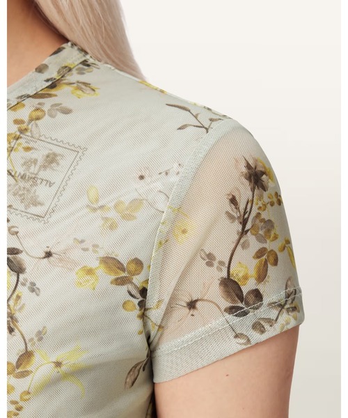 ALLSAINTS(オールセインツ)の「ELLIE MESH FLORAL PRINT SLIM T-SHIRT | ELLIE メッシュ フローラル プリント スリム Tシャツ(Tシャツ/カットソー・レディース・グリーン系その他・10/8/6/4)」の5枚目の写真