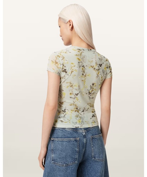 ALLSAINTS(オールセインツ)の「ELLIE MESH FLORAL PRINT SLIM T-SHIRT | ELLIE メッシュ フローラル プリント スリム Tシャツ(Tシャツ/カットソー・レディース・グリーン系その他・10/8/6/4)」の4枚目の写真