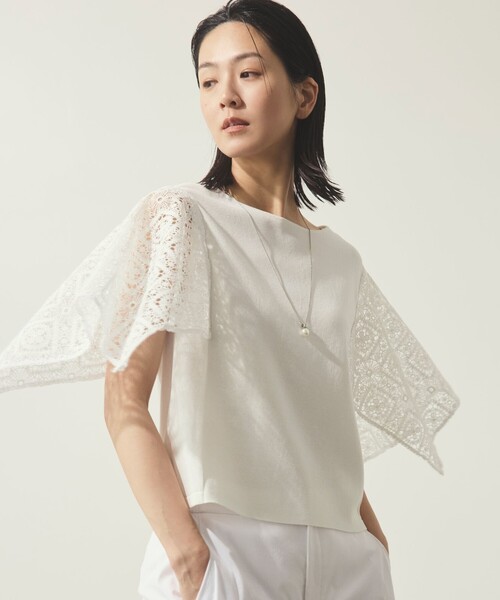 TRANS WORK(トランスワーク)の「【ウォッシャブル】クロッシュケミカルレースコンビニットプルオーバー(Tシャツ/カットソー・レディース・ブラウン系その他5/ブラック/オフホワイト・40/38)」の1枚目の写真
