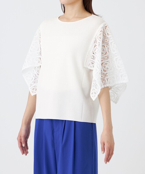 TRANS WORK(トランスワーク)の「【ウォッシャブル】クロッシュケミカルレースコンビニットプルオーバー(Tシャツ/カットソー・レディース・ブラウン系その他5/ブラック/オフホワイト・40/38)」の8枚目の写真