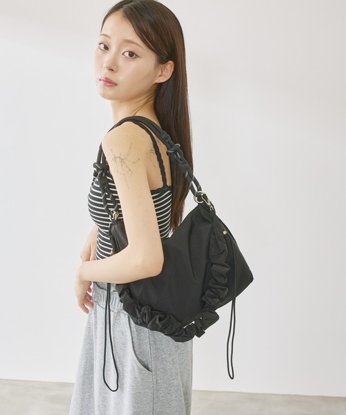 P.V.T(ピーブイティー)の「ロープハンドルショルダーバッグ(ショルダーバッグ・レディース・LT.Gray/PINK/White/Yellow/Black・F)」の9枚目の写真
