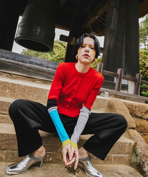 【美品】OMMO MA-1 SLEEVE TOP RED ブランド古着】OMMO｜オーエムエムオー（レディース）のトップス