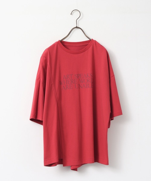 hunch(ハンチ)の「USAコットン アシメロゴ Tシャツ(Tシャツ/カットソー・レディース・オフホワイト/レッド/チャコール・FREE)」の10枚目の写真