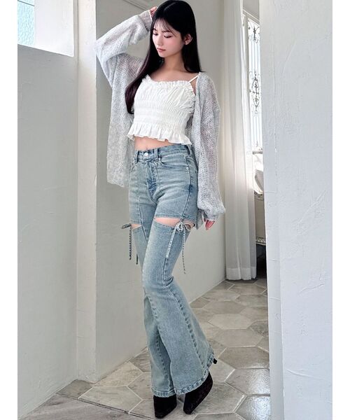 RESEXXY（リゼクシー）の「【新色追加】カットアウトリボンデニムパンツ（デニムパンツ・レディース・ホワイト/ライトブルー/ブルー・MEDIUM/SMALL/X-SMALL/LARGE）」の8枚目の写真