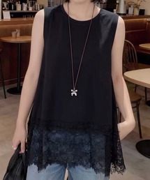 すそレースノースリーブ Tシャツ