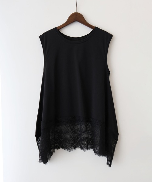 SpRay(スプレイ)の「すそレースノースリーブ Tシャツ(Tシャツ/カットソー・レディース・ブラック/オフホワイト/ブラウン・FREE)」の16枚目の写真