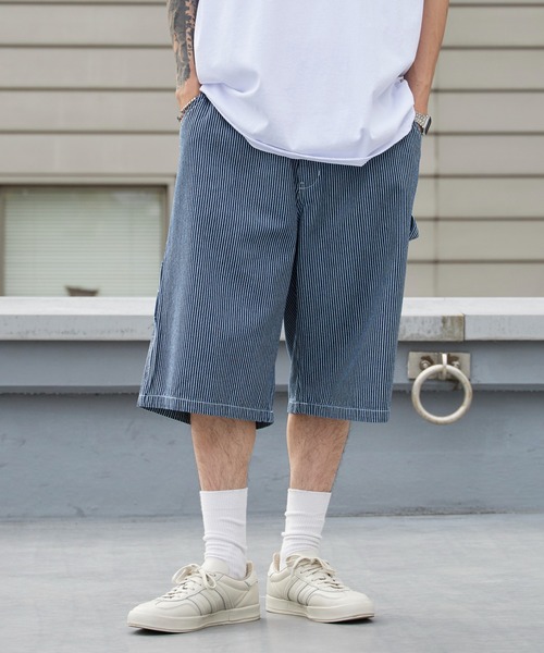 ROOPTOKYO(ループトウキョウ)の「ペインターショーツ ペインターパンツ ピンストライプ ショートパンツ 2026年 夏 夏服(デニムパンツ・メンズ・ブラック/ブルー/ブラック系/ブルー系・S/M/L)」の4枚目の写真