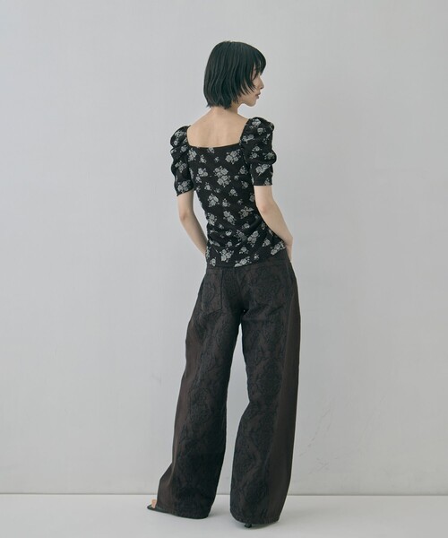 FETICO(フェティコ)の「【FETICO/フェティコ】《STUDIOUS別注》VELOUR ROSE TEE/ベロアローズT(Tシャツ/カットソー・レディース・ブラック/レッド・FREE)」の11枚目の写真