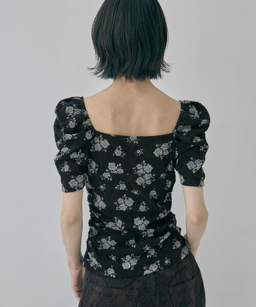 FETICO(フェティコ)の「【FETICO/フェティコ】《STUDIOUS別注》VELOUR ROSE TEE/ベロアローズT(Tシャツ/カットソー・レディース・ブラック/レッド・FREE)」の14枚目の写真