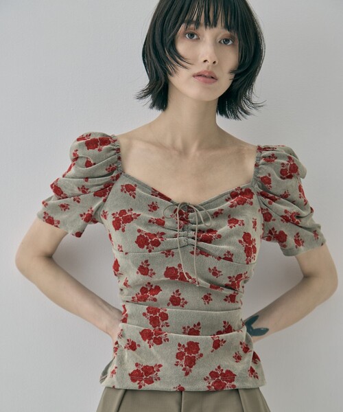 FETICO(フェティコ)の「【FETICO/フェティコ】《STUDIOUS別注》VELOUR ROSE TEE/ベロアローズT(Tシャツ/カットソー・レディース・ブラック/レッド・FREE)」の18枚目の写真