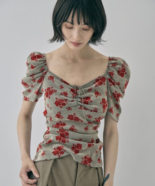 FETICO(フェティコ)の「【FETICO/フェティコ】《STUDIOUS別注》VELOUR ROSE TEE/ベロアローズT(Tシャツ/カットソー・レディース・ブラック/レッド・FREE)」の19枚目の写真