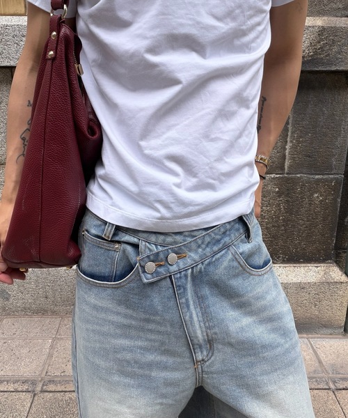 SELAN（セラン）の「【ユニセックス】ゼブラ柄革パッチクロスウエストデニムパンツ/ワイドストレート（デニムパンツ・メンズ・ブラック/ブルー・LARGE/MEDIUM/SMALL）」の7枚目の写真