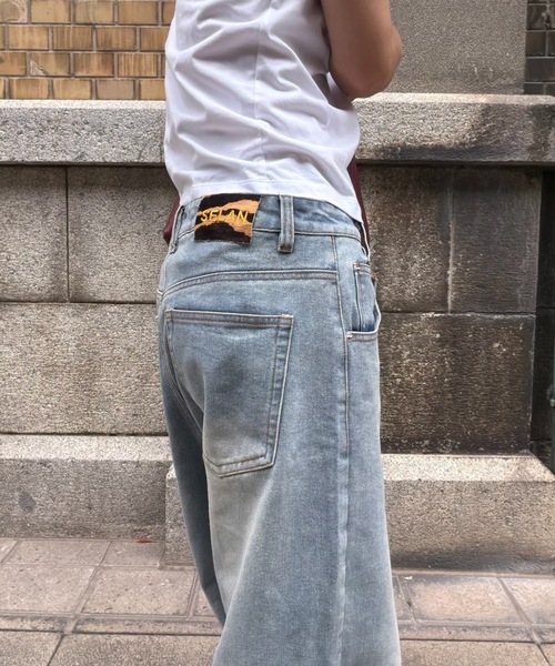 SELAN（セラン）の「【ユニセックス】ゼブラ柄革パッチクロスウエストデニムパンツ/ワイドストレート（デニムパンツ・メンズ・ブラック/ブルー・LARGE/MEDIUM/SMALL）」の11枚目の写真